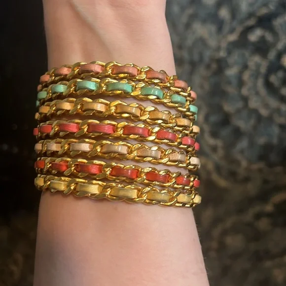 Rare CHANEL 1993 Cruise 7 Color Bangle Set - Picture 4 of 5